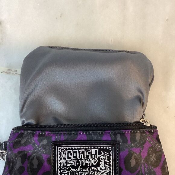 Coach Poppy Ocelot Leopard Lurex & Satin Wristlet Clutch - Picture 15 of 15
